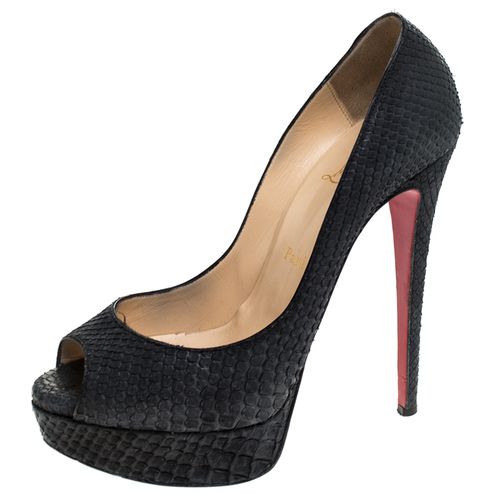 Python Leather Lady Peep Toe Platform Pumps Size 37.5 - Christian Louboutin - Modalova