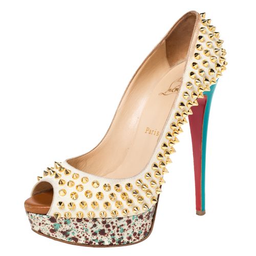 Lady Peep Toe Spikes Platform Pumps Size 38.5 - Christian Louboutin - Modalova