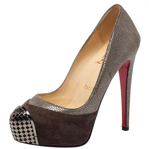 Two Tone Textured Suede Maggie Embellished Cap Toe Platform Pumps Size 35 - Christian Louboutin - Modalova