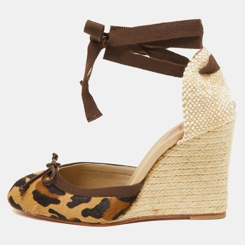 Leopard Print Calf Hair Carino Espadrille Wedge Sandals Size 39 - Christian Louboutin - Modalova