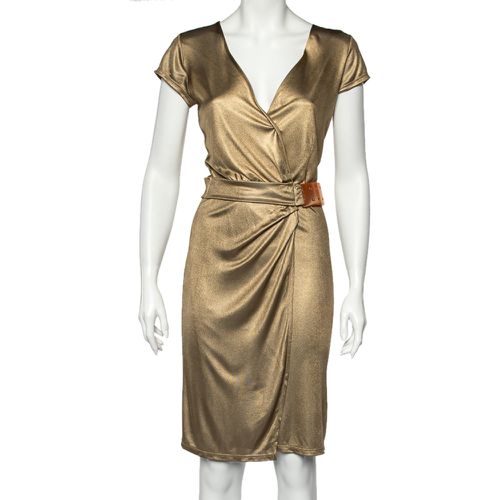 Metallic Belt Detail Faux Wrap Dress M - Class by Roberto Cavalli - Modalova