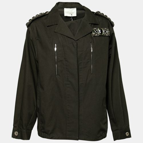 Dark Cotton Crystal Embellished Epaulette Detail Military Jacket M - Amen - Modalova