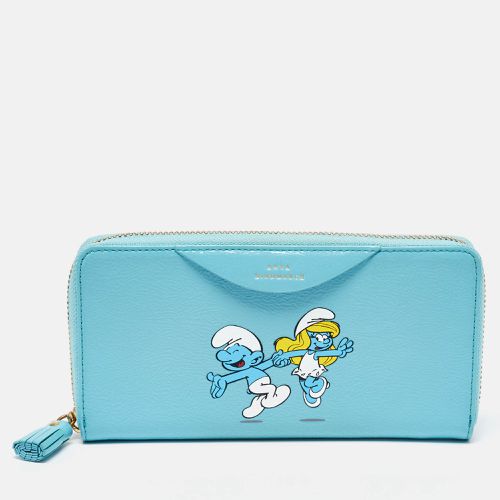 Turquoise Patent Leather Smurfs Zip Around Wallet - Anya Hindmarch - Modalova