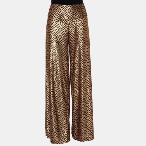 Knitted Geometric Design High Waist Wide Leg Trouser M - Anna Sui - Modalova