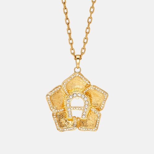 Tone Crystal Logo Flower Pendant Necklace - Aigner - Modalova