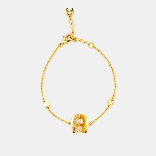 Crystal Logo Tone Chain Bracelet - Aigner - Modalova