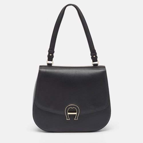 Leather Logo Flap Top Handle Bag - Aigner - Modalova