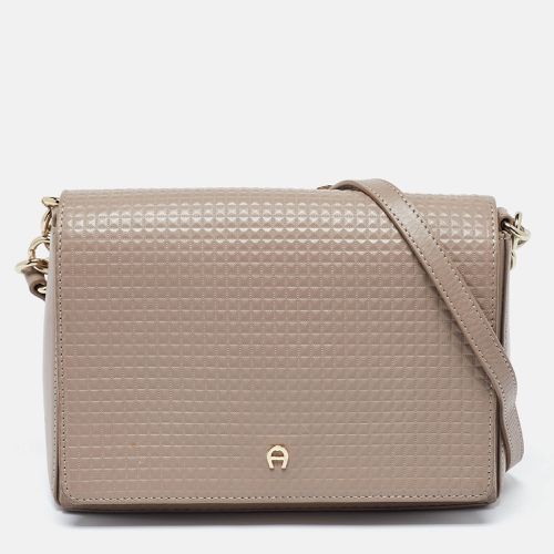 Embossed Leather Flap Chain Crossbody Bag - Aigner - Modalova