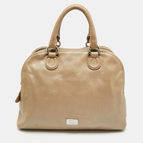 Metallic Leather Double Zip Dome Satchel - Aigner - Modalova