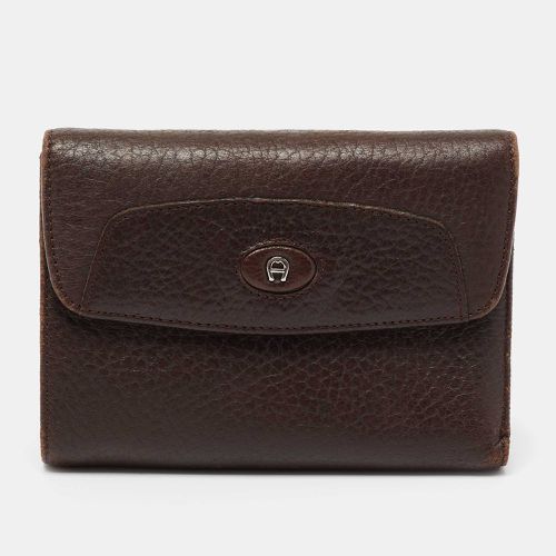 Leather Logo Flap Trifold Wallet - Aigner - Modalova