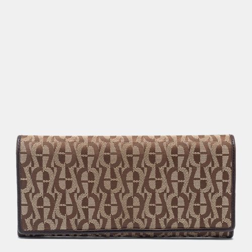 Brown Signature Canvas and Leather Flap Continental Wallet - Aigner - Modalova