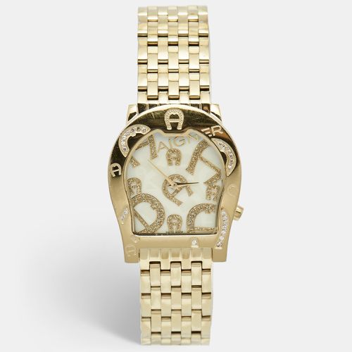 Yellow Mother of Pearl Plated Steel Diamond Ravenna Nuovo A25100 Women's Wristwatch 33 mm - Aigner - Modalova