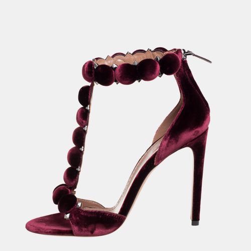 Velvet Studded 'Bombe' T-Strap Ankle Cuff Sandals Size 39 - Alaia - Modalova