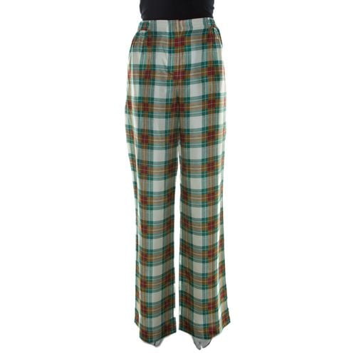 Plaid Silk High Waist Trousers M - Alberta Ferretti - Modalova