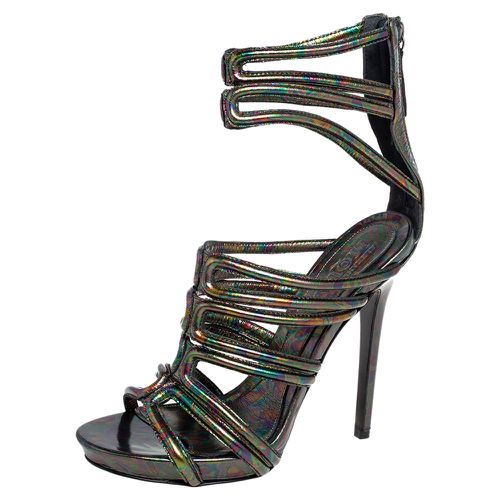 Oil Slick Texture Leather Gladiator Sandals Size 38 - Alexander McQueen - Modalova