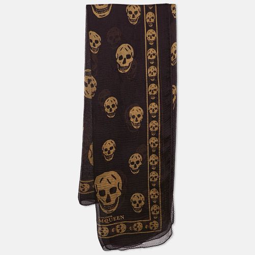 Skull Print Chiffon Silk Scarf - Alexander McQueen - Modalova