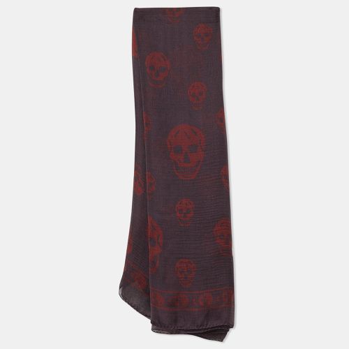 Plum Skull Print Silk Scarf - Alexander McQueen - Modalova