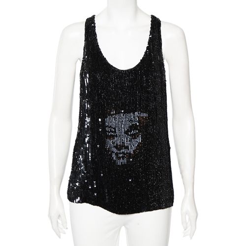 Sequinned Silk And Beaded Skull Pattern Sleeveless Top M - Alexander McQueen - Modalova