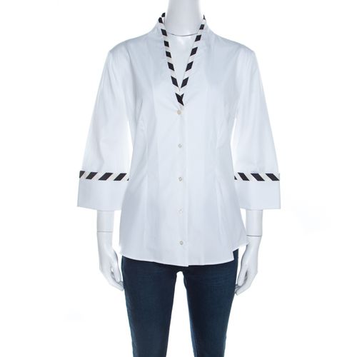 Cotton Striped Piping Detailed Shirt M - Alexander McQueen - Modalova