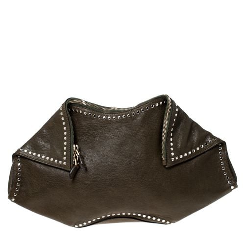 Olive Leather Medium De Manta Clutch - Alexander McQueen - Modalova