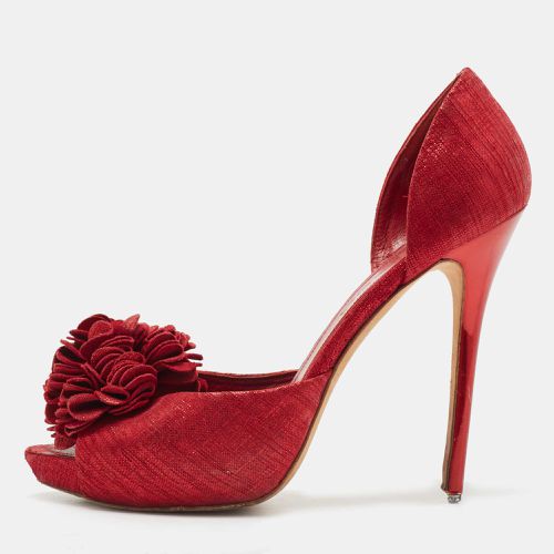 Laminated Suede Floral Applique D'orsay Pumps Size 38.5 - Alexander McQueen - Modalova