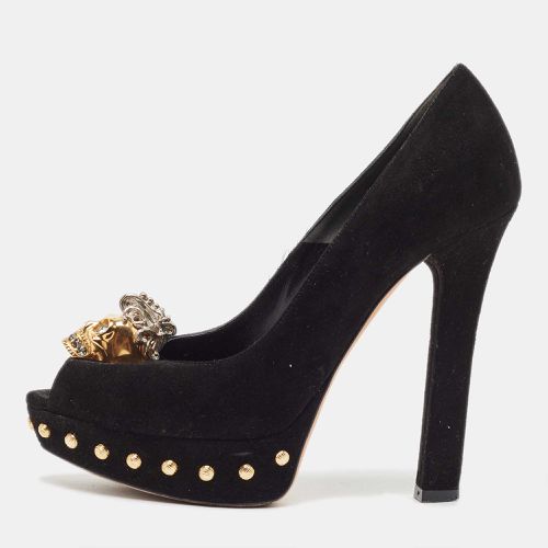 Suede Skull Peep Toe Platform Pumps Size 36 - Alexander McQueen - Modalova