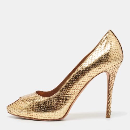 Embossed Python Heart Peep Toe Pumps Size 38.5 - Alexander McQueen - Modalova