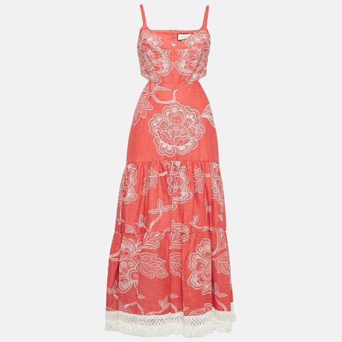 Coral Embroidered Cotton Midi Dress S - Alexis - Modalova