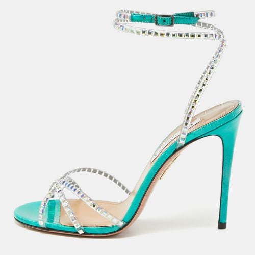 Transparent/ Aqua PVC and Leather Dance Plexi Sandals Size 38 - Aquazzura - Modalova