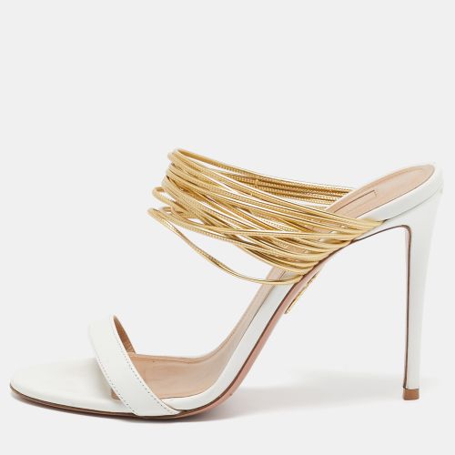 Gold Leather Rendez Vous Slide Sandals Size 40 - Aquazzura - Modalova