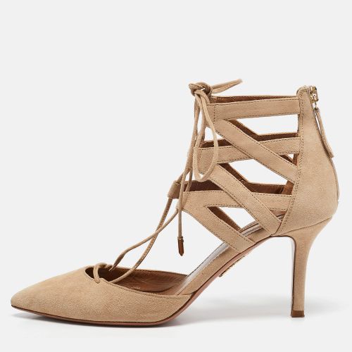 Suede Belgravia Lace Up Pointed Toe Pumps 37.5 - Aquazzura - Modalova