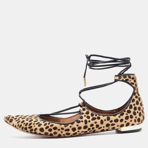 Two Tone Leopard Print Calf Hair Sunshine Ankle Tie Flats Size 35 - Aquazzura - Modalova