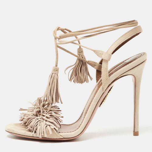 Suede Wild Thing Fringe Ankle Wrap Sandals Size 35 - Aquazzura - Modalova