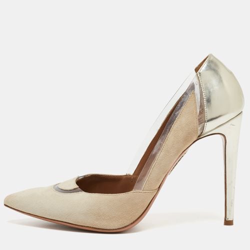 Beige/ Suede, Leather and PVC Pointed Toe Pumps Size 40 - Aquazzura - Modalova