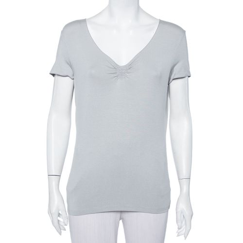 Knit Ruched Neck Detail T-Shirt XL - Armani Collezioni - Modalova