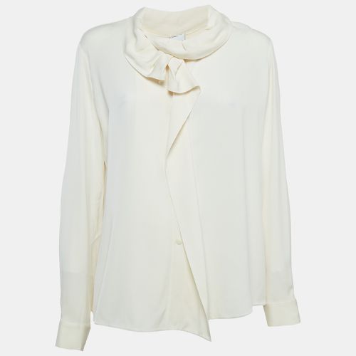 Off Ruffled Satin Silk Shirt L - Armani Collezioni - Modalova