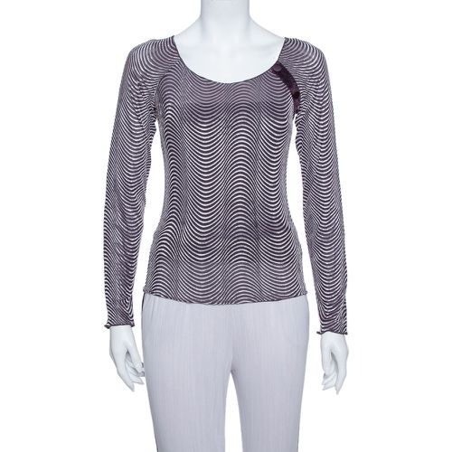 Wave Pattern Knit button Detail Top S - Armani Collezioni - Modalova