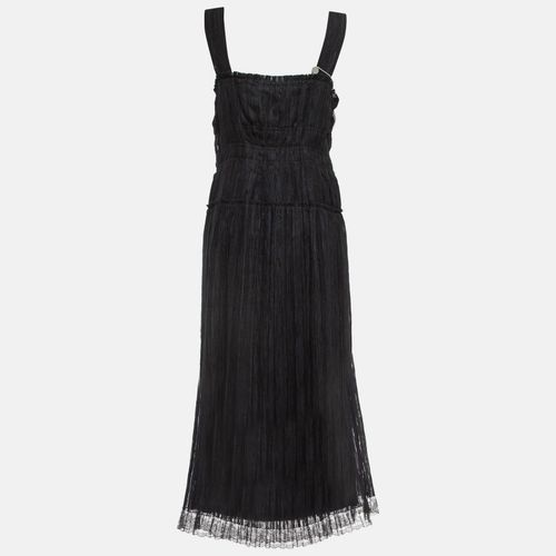 Silk Blend Pleated Lace Trim Midi Dress L - Bottega Veneta - Modalova