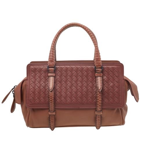 Intrecciato Leather And Python Monaco Bag - Bottega Veneta - Modalova