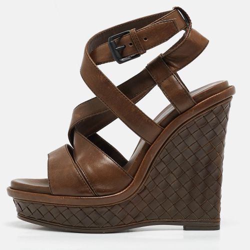 Intrecciato Leather Wedge Sandals Size 38 - Bottega Veneta - Modalova