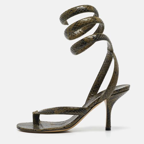 Python Embossed Leather Spiral Sandals Size 38 - Bottega Veneta - Modalova