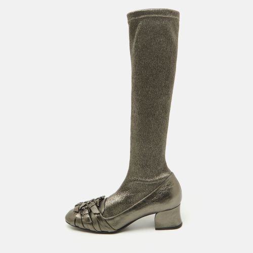 Leather and Fabric Knee High Boots Size 38 - Bottega Veneta - Modalova