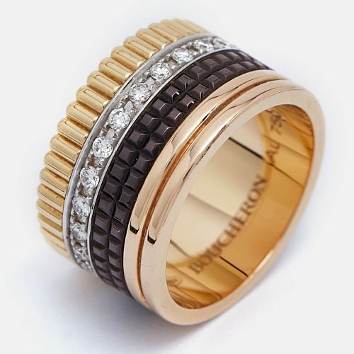 Quatre Classique Diamonds PVD 18k Three Tone Ring Size 51 - Boucheron - Modalova