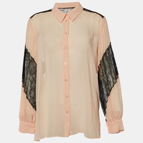 Chiffon & Lace Detail Plisse Sleeve Shirt M - Boutique Moschino - Modalova