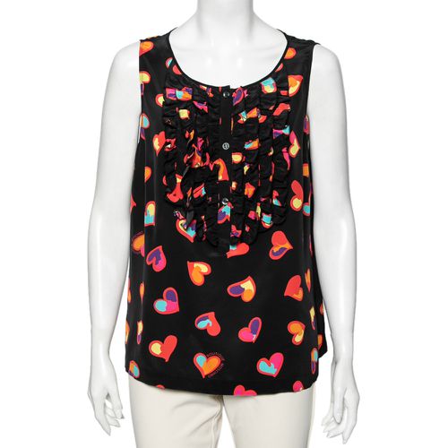 Heart Print Silk Top L - Boutique Moschino - Modalova