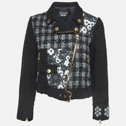 Monochrome Jacquard Trim Tweed Zipper Jacket M - Boutique Moschino - Modalova