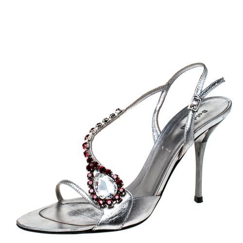 Metallic Leather Crystal Embellised Ankle Sandals Size 37 - Baldinini - Modalova