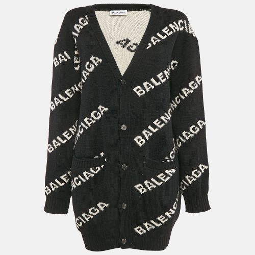 Logo Jacquard Knit Long Archetype Cardigan M - Balenciaga - Modalova