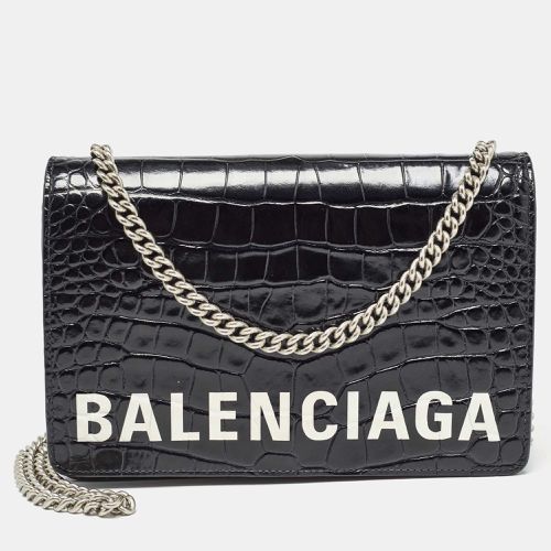 Croc Embossed Leather Ville Chain Clutch - Balenciaga - Modalova