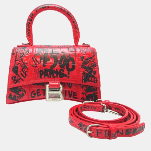 Leather Graffiti Hourglass XS Top Handle Bags - Balenciaga - Modalova